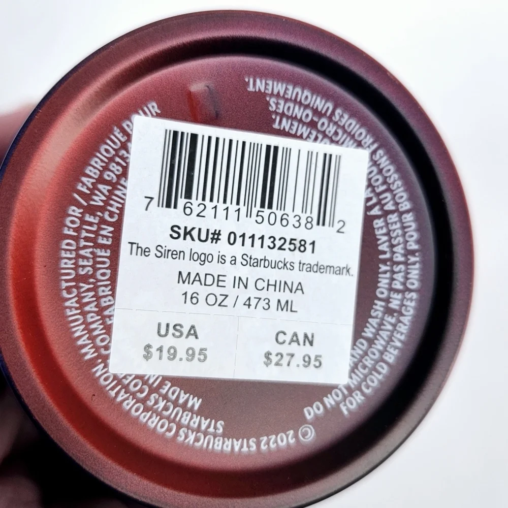 Starbucks Ombre 2 tone Red Navy Blue Cold Cup Tumbler New 16 oz - Picture 6 of 6